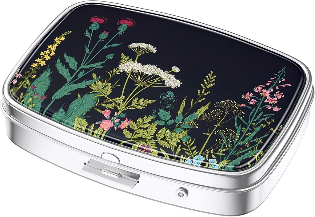 Nipichsha Pill Box, Small Pill Case for Purse & Pocket, Cute Travel Medicine Organizer, Portable Medicine Container Holder to Hold Vitamins, Medication, Fish Oil & Supplements, Dandelion