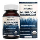 MycoMax Mushroom Kompleksi -% 70 Beta Glucans, Max Potency Mushroom Supplement, US Grown + Ultrasonik Ekstra - Lions Mane, Cordyceps, Reishi & More - Cognition, Immunity, Enerji - 60 kapsül
