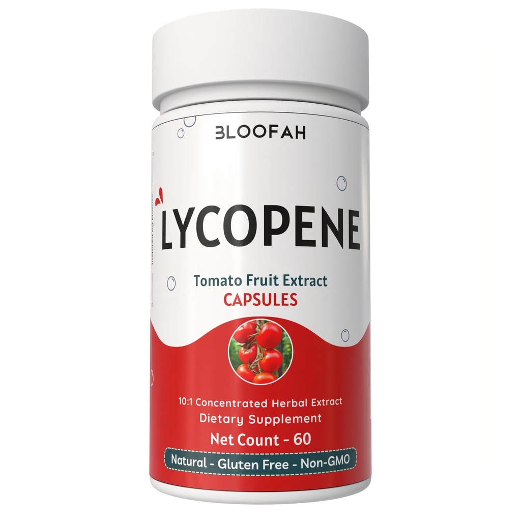 Domates Meyve Kapsülleri 500 mg | Lycopene Domates Meyvesi 10:1 Ekstra Toz | Non-GMO & Gluten Free Formula | Natural Carotenoid Supplement (60) (Kap 1))