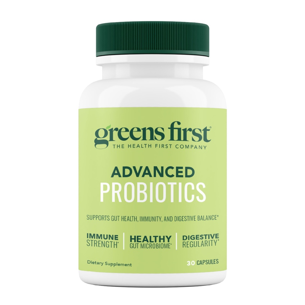 Greens First Probiotics - 20 Billion CFU of Beneficial Bacteria - FOS Soluble Fiber - Supports Gut, Digestive Health, and Skin Appearance - 30 Servings/Capsules