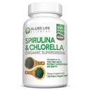 Müttefik Yaşam Spirulina ve Chlorella | Organik Klorophyll Vegan Protein Toz Yeşil Superfood | 120 Capsules