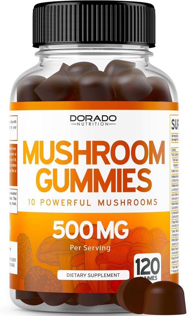 Mushroom Gummies 2500 mg 10 1 Mix (120 Aslan Mane, Cordyceps, Reishi & More Fonksiyonel Mushrooms) Focus & Brain Mushroom Supplement - Vegan & Üçüncü Parti Test Edildi - ABD Made