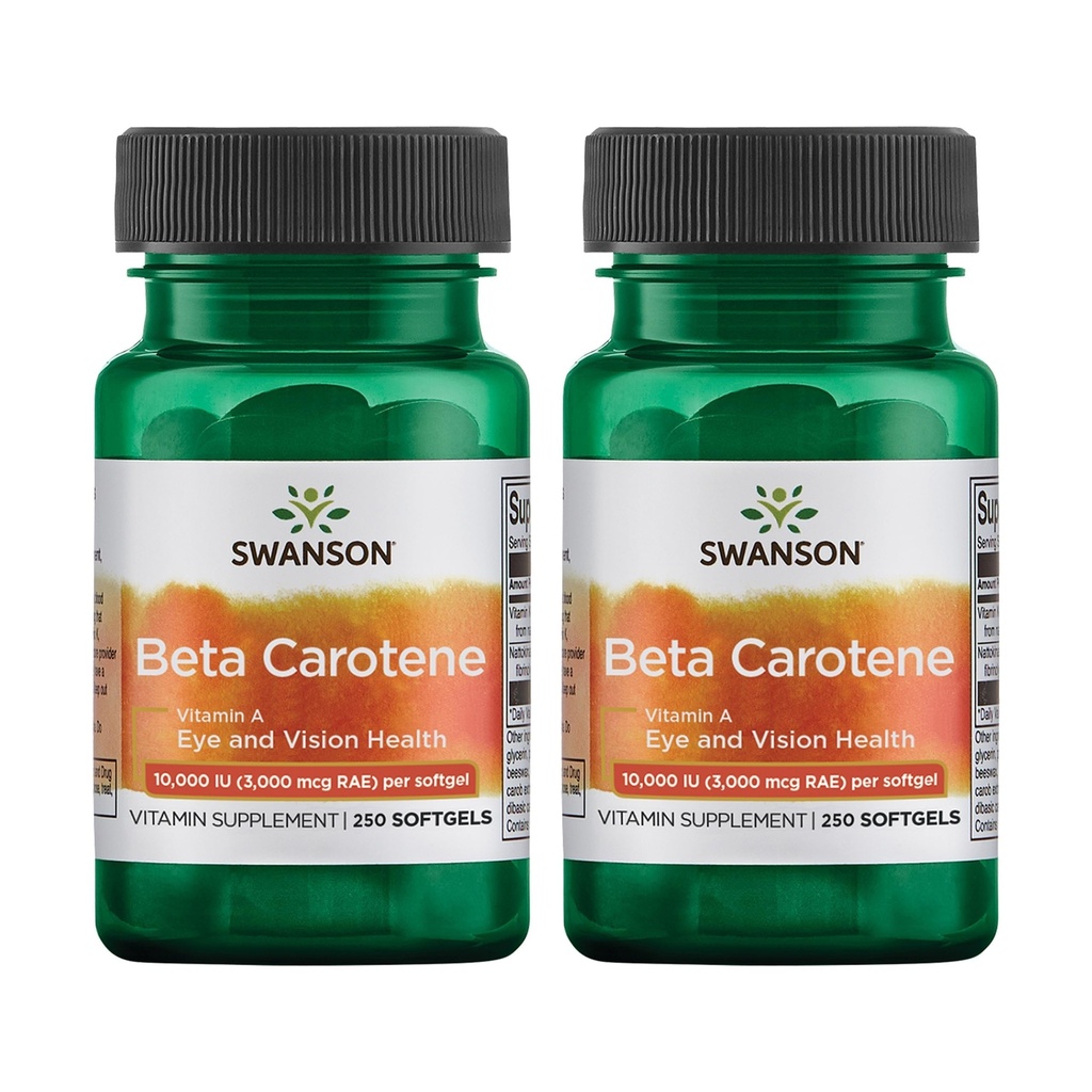 Swanson Beta-Carotene - Vitamin A Supplement Promoting Immune Health, Eye & Skin Health - Natural Wellness Formula - (250 Softgels, 3000mcg Each) (2 Pack)