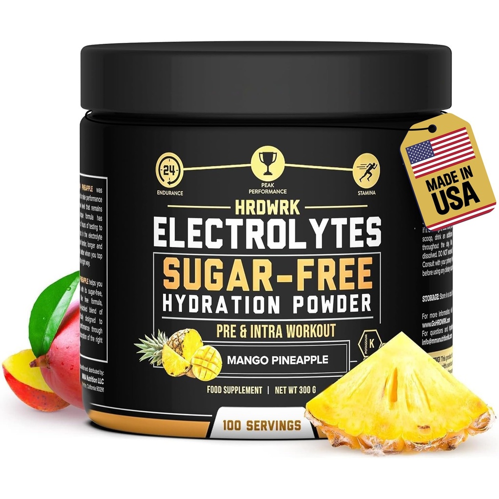 HRDWRK Elektrolytes Tozu, Magnezyum Pyum - Sugar Free Electrolytes Boost Endurance ve Fatigue'yi Bu Elektrolytes Supplement ile Az Hydration - Keto Friendly