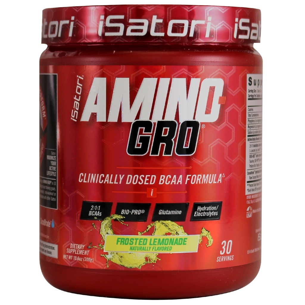 iSatori Chen-GRO BCAA Tozu, Glutamine ile donatılmış zincir, Electrolyte Toz & Bio-GRO Bio-Active, Kas Büyüme ve Post Workout Recovery için, Frosted Lemonade (30 hizmet)