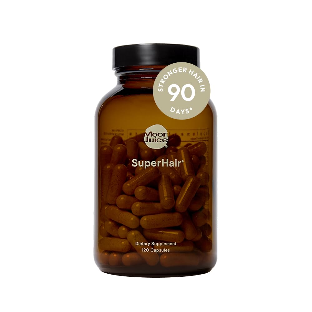 Moon Juice SuperHair Hair Growth Vitamins for Women & Men with Biotin & Saw Palmetto - Klinik Güçlü, Sert Saç, 120 Capsules - 30 Servisler