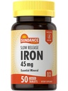 Sundance Iron 45mg Yavaş Yayın Pills | 50 Tablet | Essential Mineral Supplement | Vegetarian, Non-GMO ve Gluten Free Formula