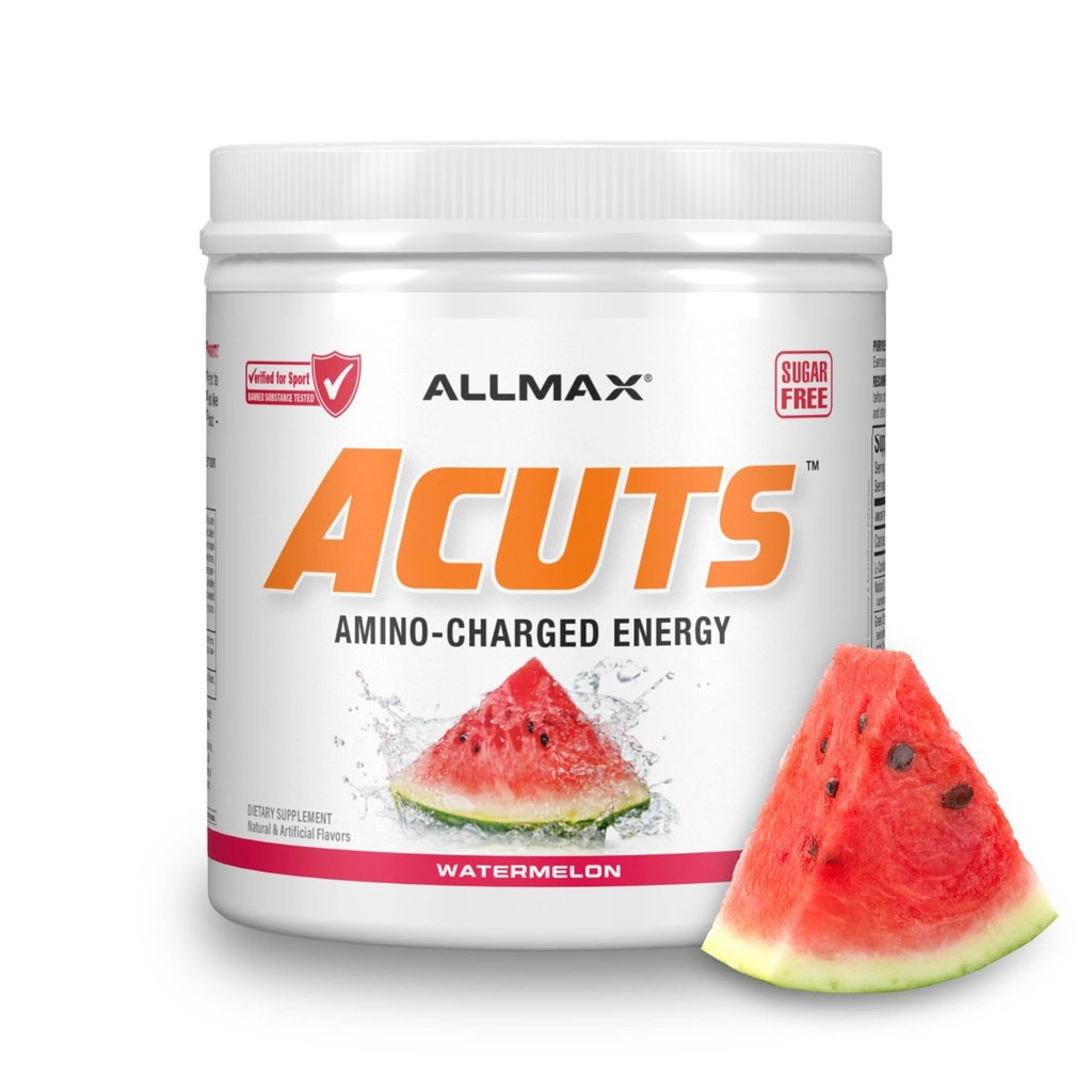 ALLMAX Beslenme AMINOCUTS (ACUTS), Amino-Charged Energy Drink with Taurin, L-Carnitine, Green Coffee Bean Extract, Watermelon, 30 Hizmet