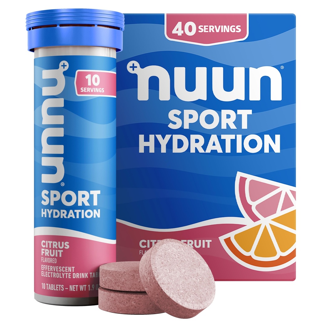 Nuun Sport Electrolyte Tabletleri, Magnezyum, Pyum, Chloride & sodyum, Gluten Free & Vegan, Citrus Fruit, 4 Pack (40 Hizmet Toplamı)