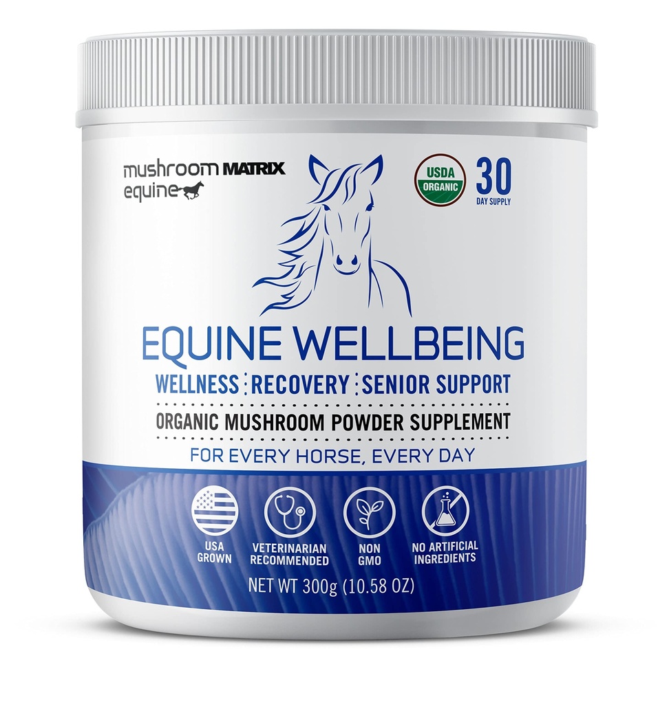 Om Mushroom Matrix - Equine | Wellness | USA Grown Human-Grade Organic Mushroom Toz Show Güvenli At Supplement | Wellness, Recovery, & Senior Support | 300 Grams, 10.5 oz