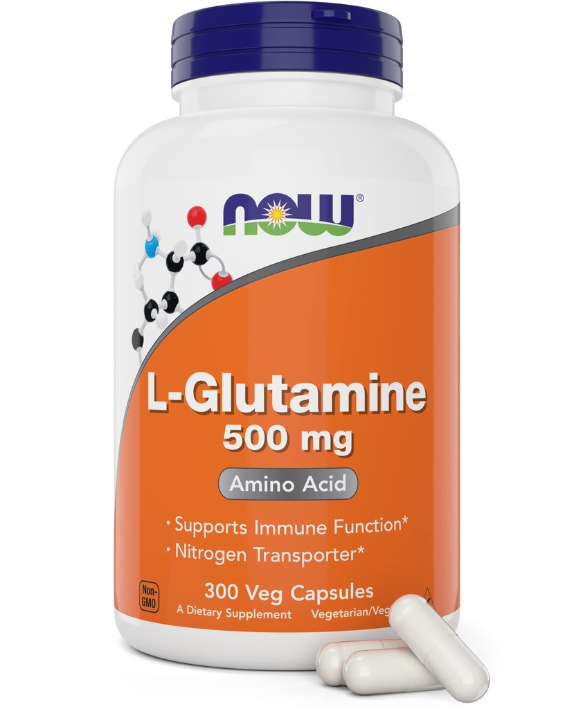 Şimdi L-Glutamine 500 mg 300 Veg Capsules - Non-GMO Supplement - Vegan Lglutamin Caps