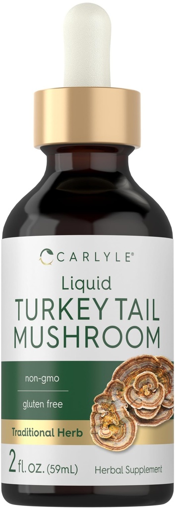 Carlyle Türkiye Tail Mushroom Extract Liquid Tincture | 2 FL Oz | Vegetarian Drops | Non-GMO, Gluten Free Supplement Supplement