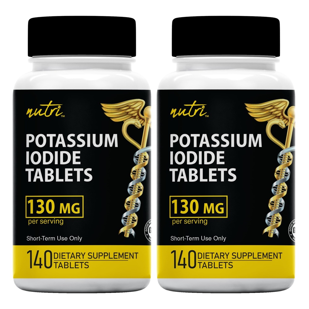 Potasyum Iodide Tabletleri (4000 $ 2) 130 mg - 280 Tablet 10/2032 - YODO Naciente - KI Pills - Yoduro de Potasio - Nutri Supplements