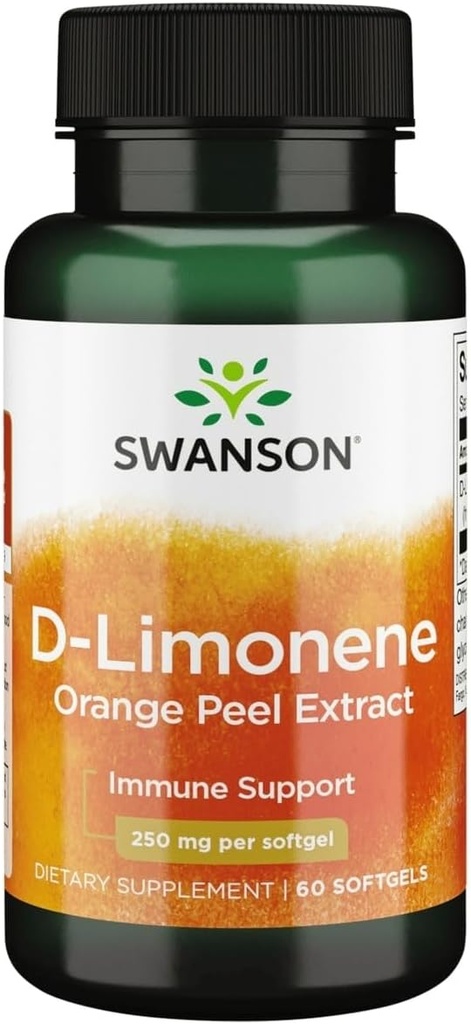 Swanson D-Limonene - Orange Peel Ekstraksiyon Hücre Sağlığı - Yüksek Potency Formula Sağlık Savunması - (60 Capsules, 250 mg Her) (1 Pack)