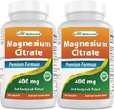 En İyi Doğallar Magnezyum Citrate (Citrato de Magnesio) 400 mg 250 Tablet (400 mg of Elemental Magnezyum in 2 Tablet) (2) (2) (2)