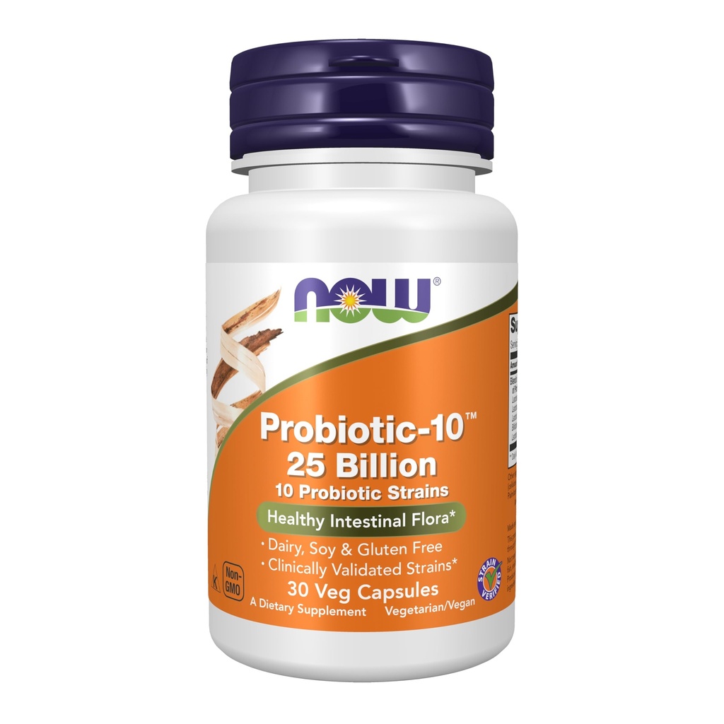 Şimdi Gıdalar Tamamlar, Probiyotik-10TM, 25 Milyar, 10 Probiyotik Strains, Süt, Soy ve Gluten Free, Strain  Valid, 30 Veg Capsules