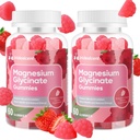 Magnezyum Glycinate Gummies 400 mg, Sugar Free Magnezyum Supplement w/Ashwagandha, çinko, Vegan Magnezyum Glycinate Supplement for Yetişkinler - 120 Strawberry Gummies