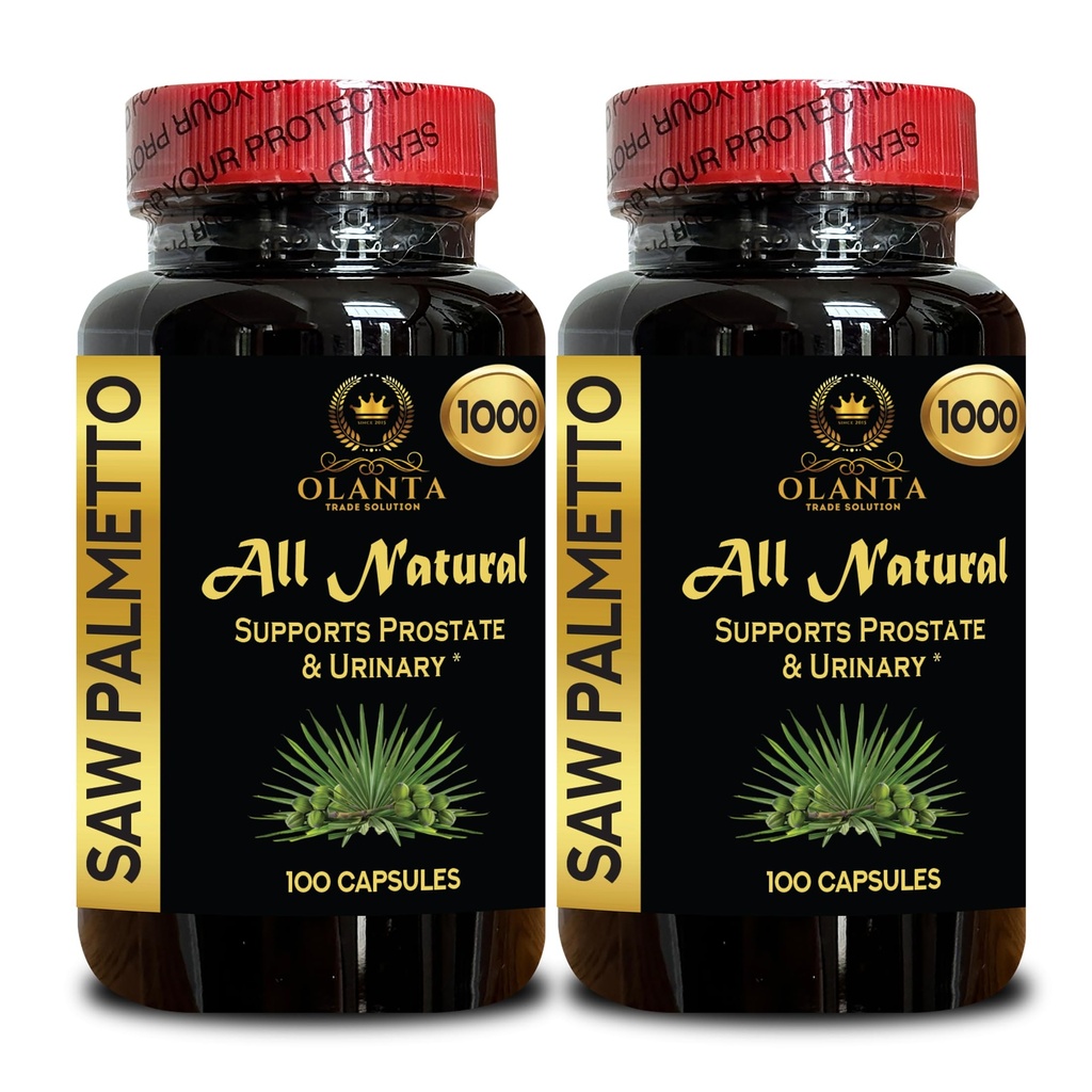 Saw Palmetto Extract 1000mg – Support Normal Urination Frequency - Nutritional Support for Men’s Lifestyle Focused on Prostate – 2 Bottles 200 Counts