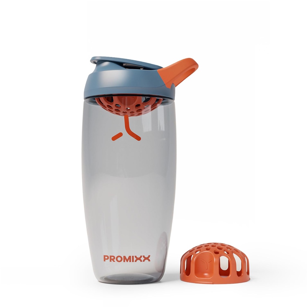 Promixx Pursuit Protein Shaker Bottle – 26oz Silent Snap-Fit Mixer for Lump-Free Shakes – Leak-Proof BPA-Free Ecozen Gym Shaker with Measurement Marks for Fitness and Travel – Midnight Blue