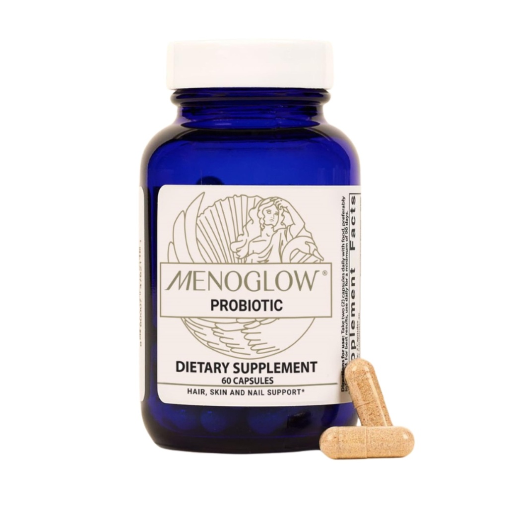 MENOLABS MenoGlow Dietary Supplement for Menopause Relief - 60 Capsules - Nutritional Supplement With Vitamin C & Hyaluronic Acid, Supports Hair, Skin & Nails Reduces Hot Flashes & Supports Gut Health