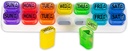 GMS Weekly Pill Organizer - 7 Gün AM/PM Pop Out Pill Pods for Supplements, Vitamins & Drugs - Daily Use & Travel - Rainbow