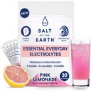Dünya Premium Zero-Sugar Electrolyte - Pink Himalaya Salt ile yapılır - Hydration Toz Paketleri | Premium Malzemeler | Keto & Paleo Friendly | 30 Sticks, Pink Lemonade