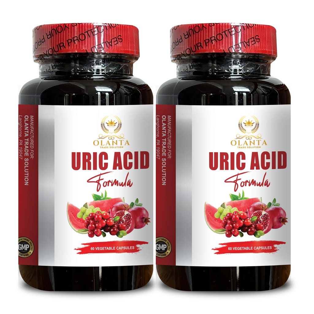 URIC Acid Complex - Tart Cherry Capsules, Celery Seed Uric Acid Supplement, Mobility Support, Joint Comfort & Kidney Support Pills - 2 Bottles 120 Capsules
