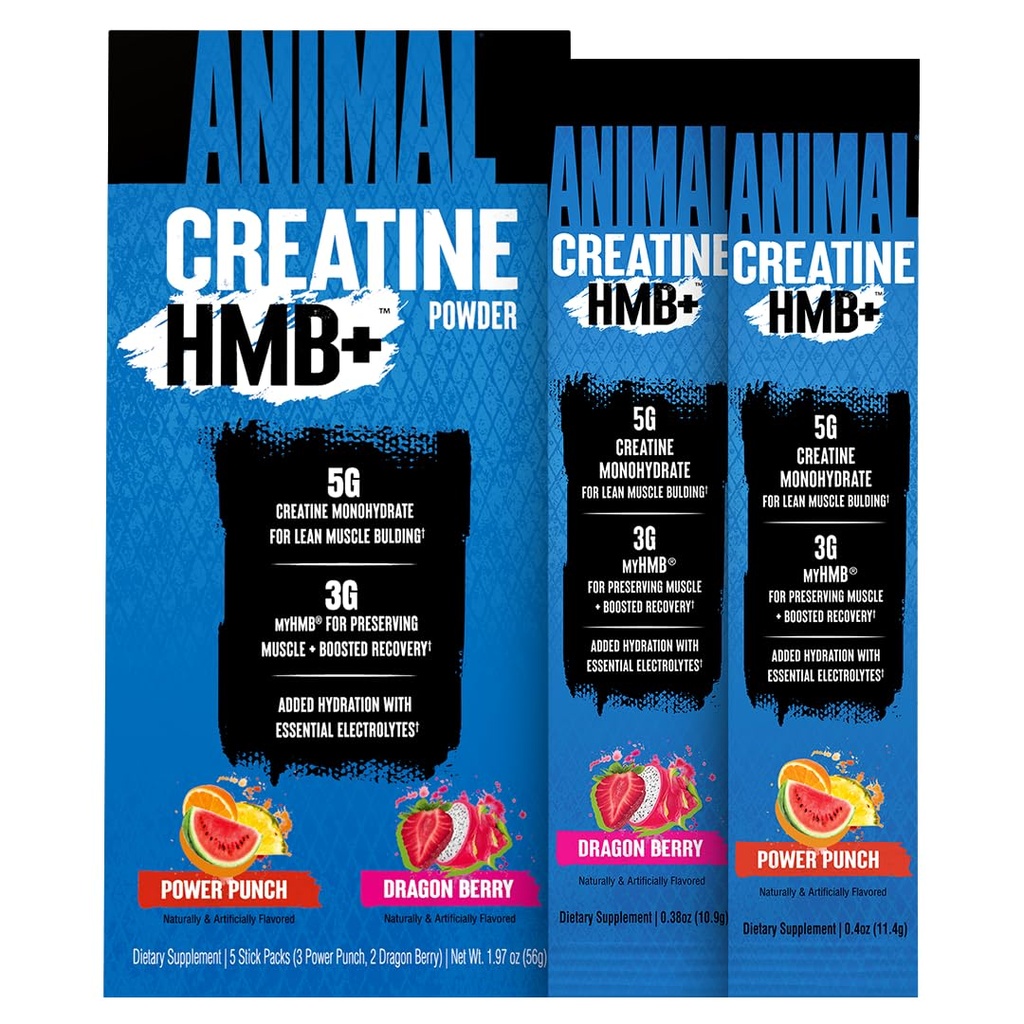 Animal Creatine Monohydrate HMB+ for Men & Women | 5 Single Serving Sampler