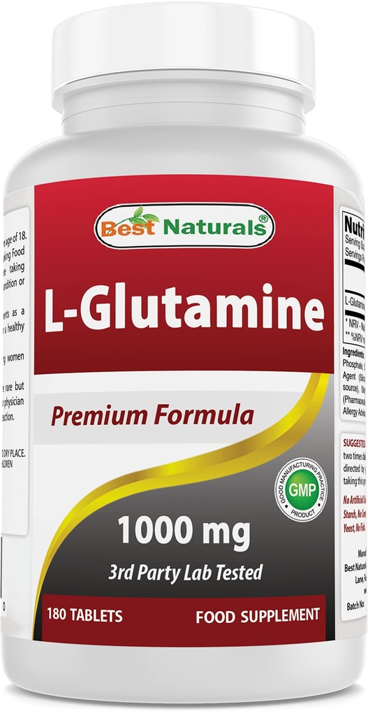 Çalışma için En İyi Doğal L-Glutamine 1000 mg Yakıt (Non-GMO) Tabletler, 180 Sayı
