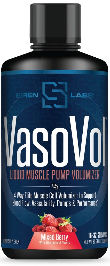 Vaso-VOL Sıvı Kas Pump Volumizer with Agmatine Sulfate - Erkekler için Çalışmalarınızı Vascularity ve Performans ile Sonraki Seviyeye Çıkarmak (Mixed Berry)