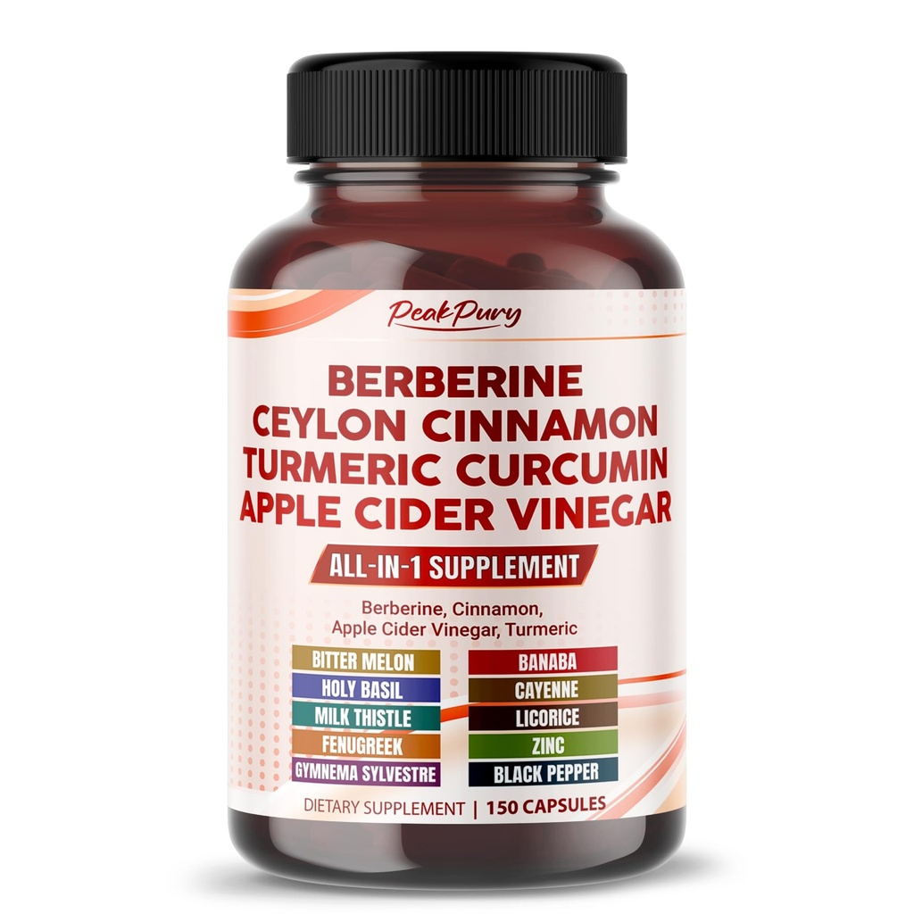 Berberine Cinnamon Apple Cider Vinegar Turmeric - General Wellness Support- Made in USA