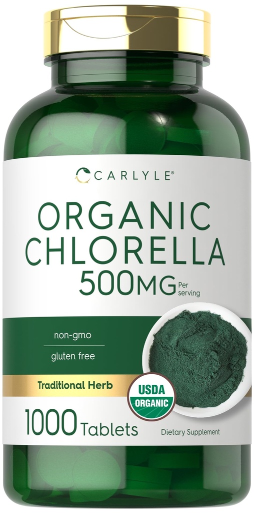 Carlyle Chlorella Tabletleri Organik 500 mg | 1000 Kont | Vegetarian, Non-GMO ve Gluten Free Supplement