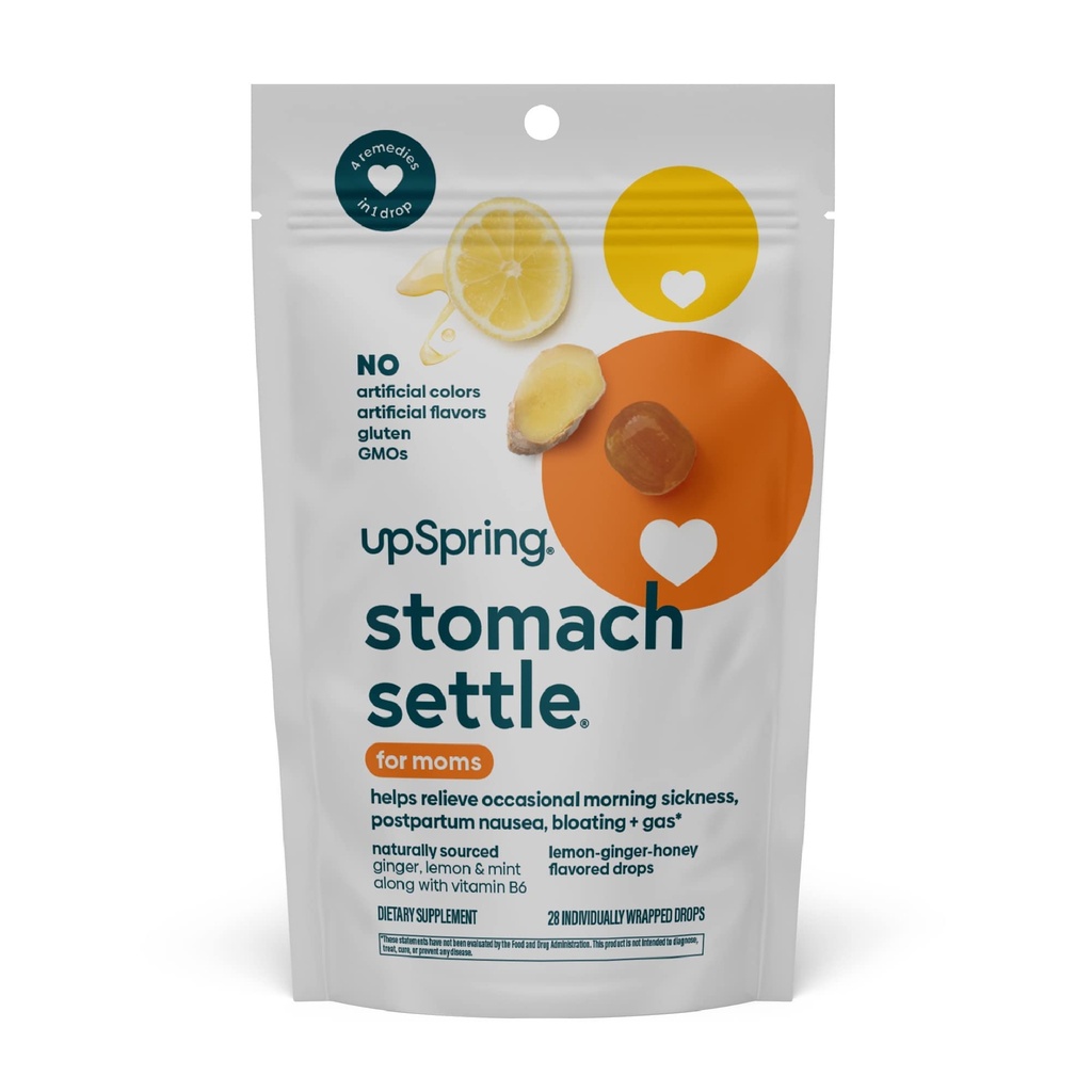 Moms için Stomach Settle, Ginger, Lemon, Spearmint ve B6 ile Occasional Morning Hastaness için Düşüyor.