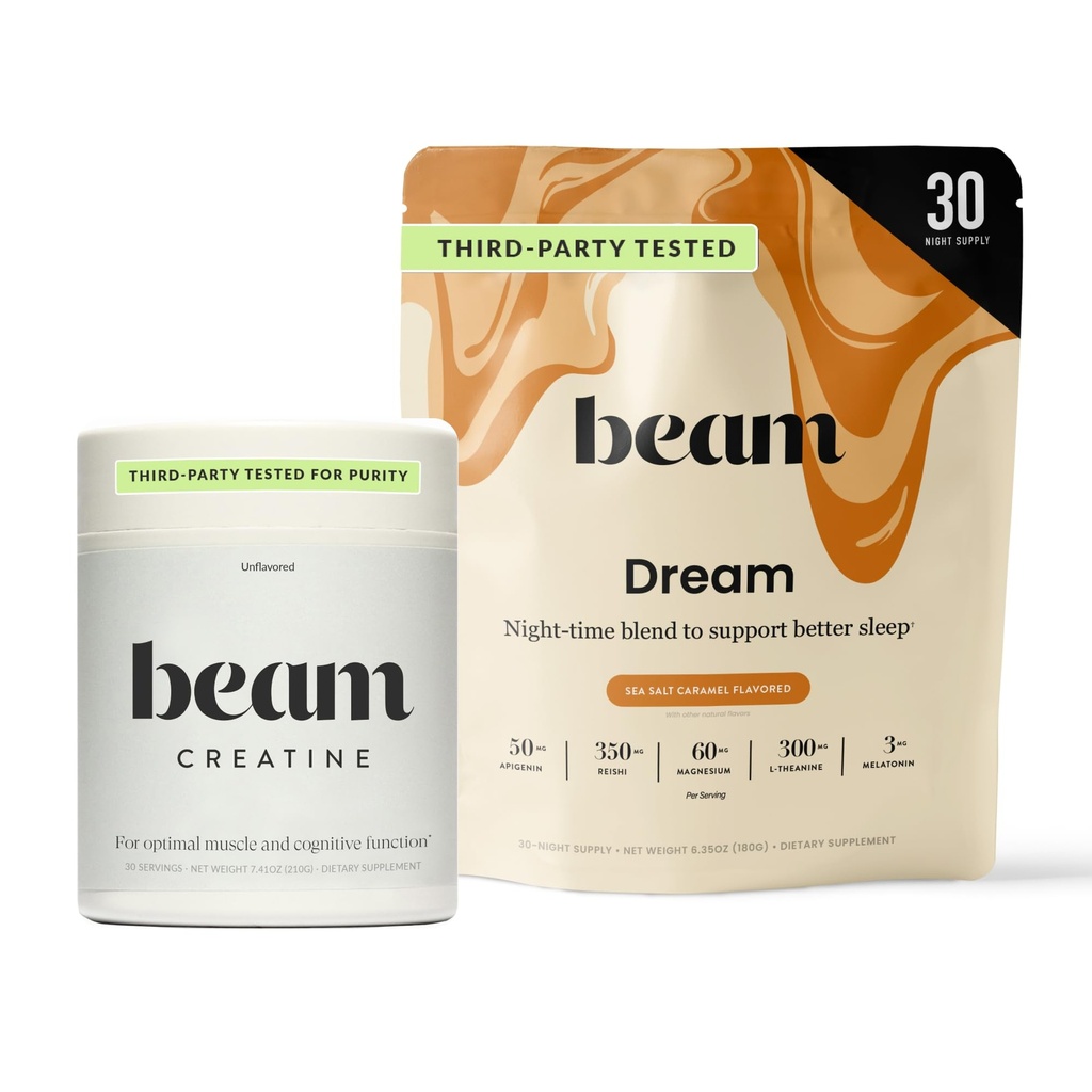 Beam Dream Sleep Toz & Tinatine Sche, Üçüncü Parti Doğal Uyku Yardımı ve Kurtarma Supplement'i Micronized Tinatine Monohidrat ile Test etti, Unflavored Pure Kretine Toz