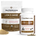 Gerçek Mushrooms Lions Mane for Humans (60 Hizmet) ve Evcil hayvanlar (120ct) - Toz & Capsules Sche for Cognition & Immunity - Vegan, Non-GMO, Gluten-Free,j-Free Mushroom Extract Supplements