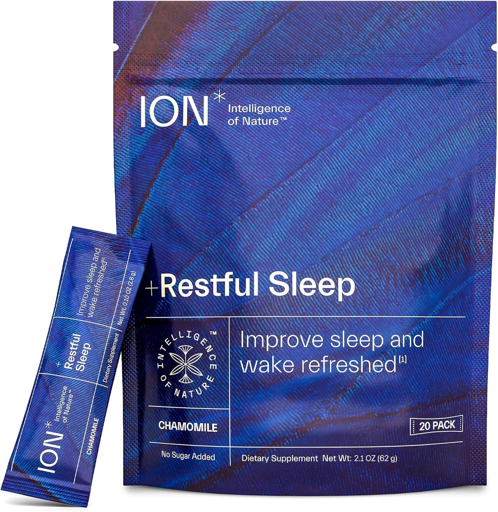 ION* Nature +Restful Sleep | Uykuyu Geliştirin, Rahatlamayı ve Uyanmayı Yenile | No Sugardrew | Vegan | Gluten Free | Glyphosate Residue Free | 20 Packets