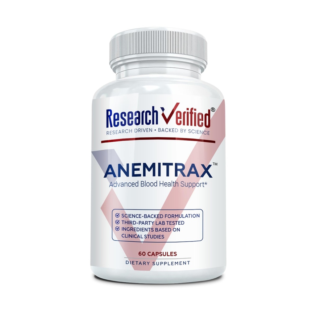 Araştırma Gerçekleştirilmiş Anemi Desteği - Replenish Iron, Regulate Hemoglobin, Enerjiyi Geliştir - Demir, C vitamini, Vitamin A, B12, Folate, BioPerine - 60 Capsules - Vegan