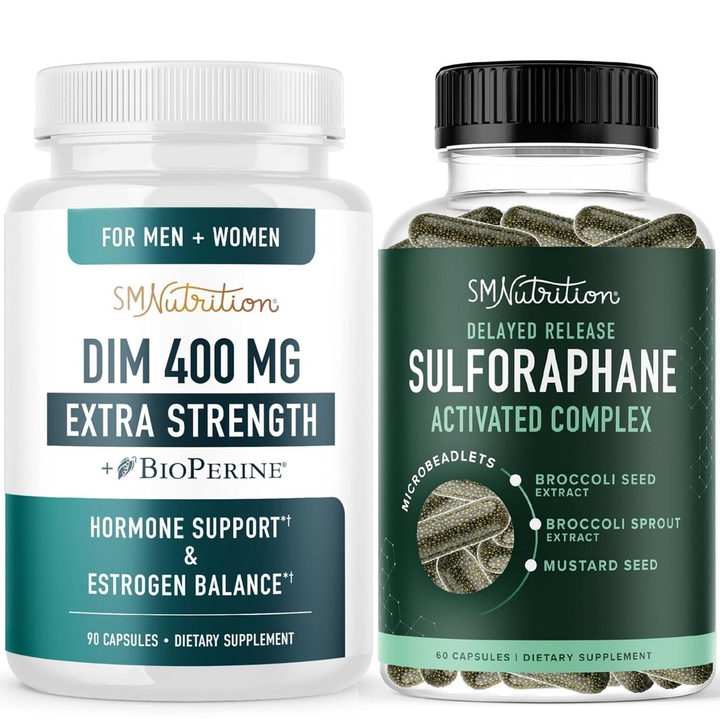 Sulforaphane Kompleksi ve 400 mg DIM Supplement for Advancedd Estrogen Balance for Women | Advanced Microbeadlet Hormon Denge Supplement (60 Hizmet) Ekstra Güçlü DIM (90 Hizmet) ile