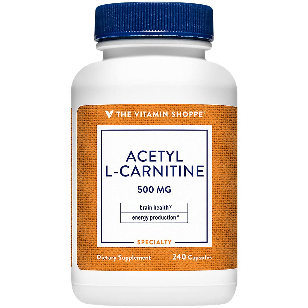The Shoppe Acetyl-L-Carnitine 500 mg - Sağlıklı Beyin ve Hafıza Fonksiyonlarını Destekler Enerji Üretimi – CarnipureTM L-Carnitine (240 Capsules) Saflık Formunu Sunuyor