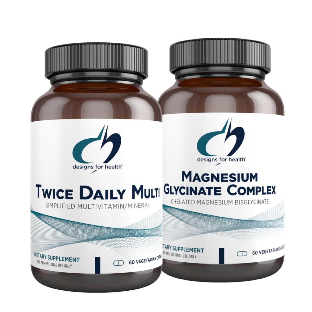 Sağlık Magnezyum Glycinate Kompleksi (60 Capsules) ve iki Günlük Multi (60 Capsules) Glycinate Kompleksi (60 Capsules) için tasarımlar - Folate & High Abxia Magnezyum Supplement ile Premium Multivitamin