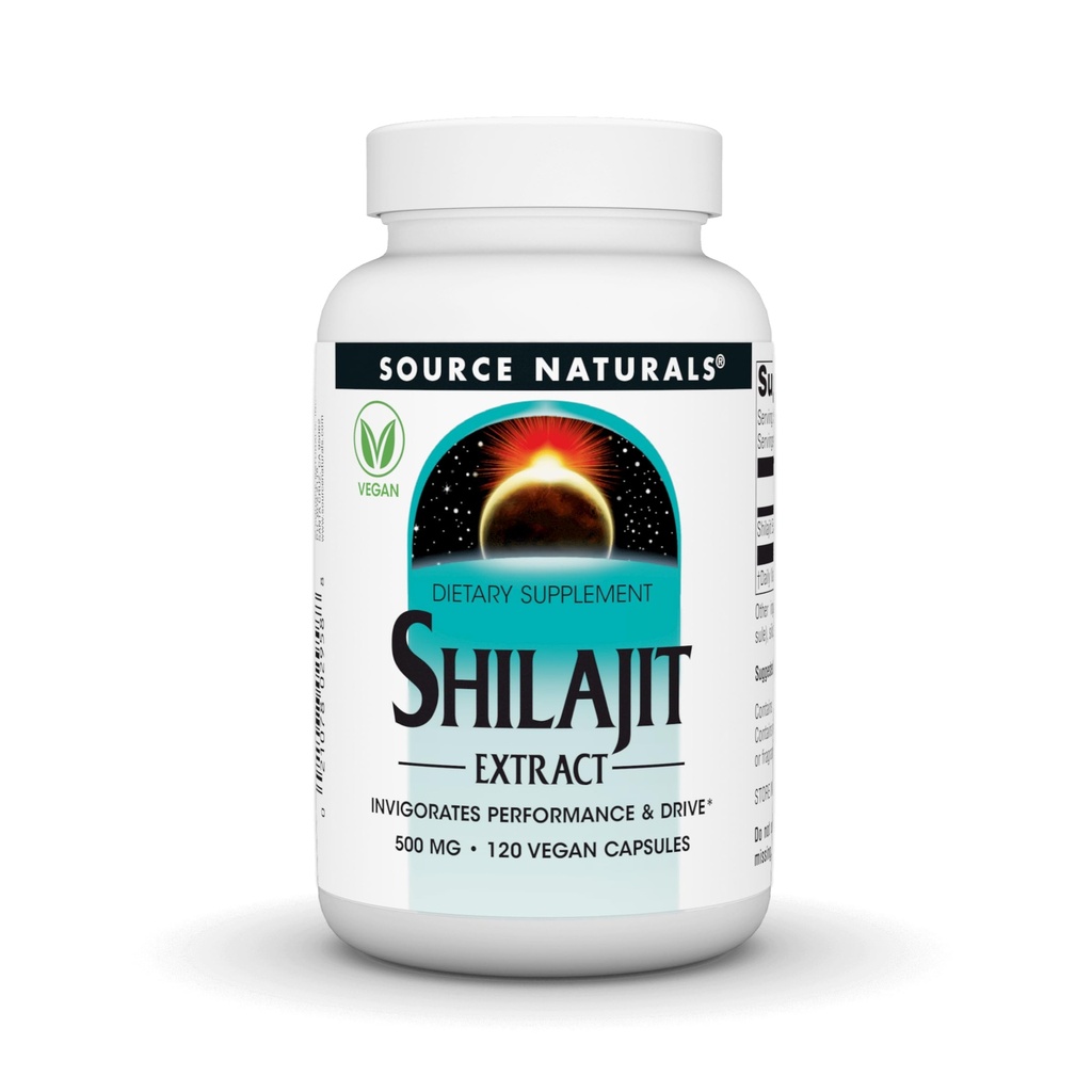 Source Naturals Shilajit Extract, Vegan Dietary Supplement, Invigorates Performance and Drive*, 500 mg, Vegan Capsules (120)
