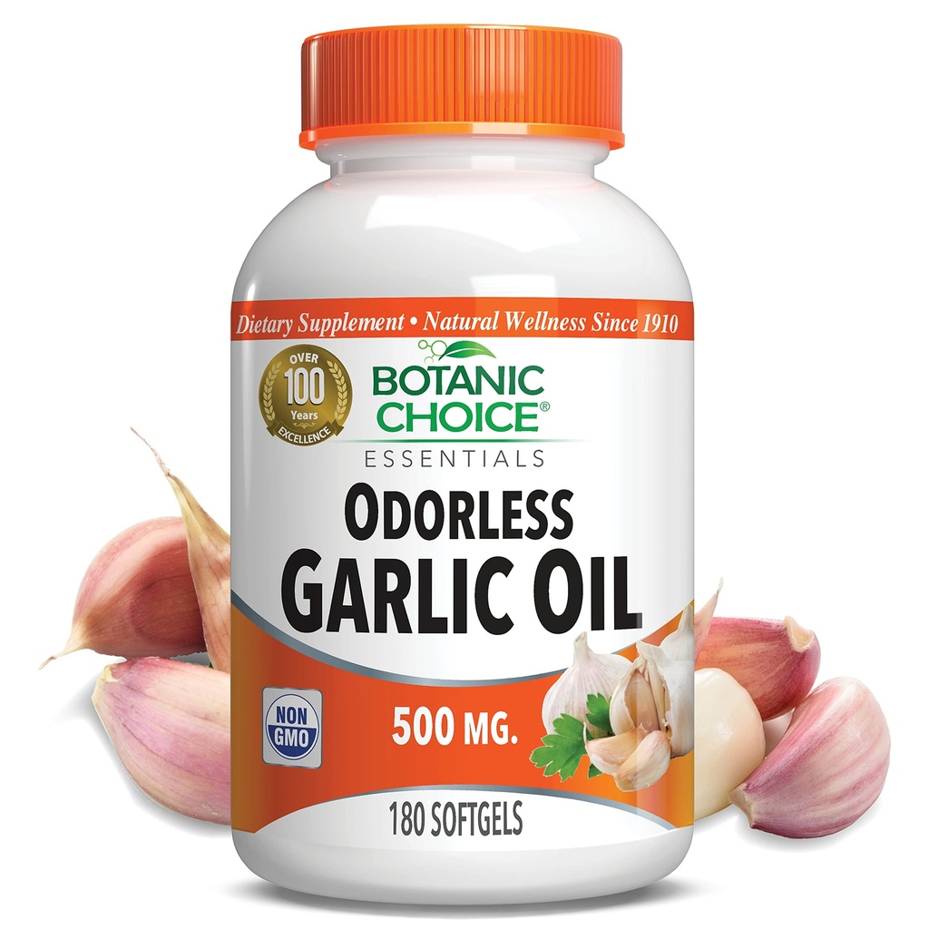 Botanic Choice Odorless Oil Oil Softgels - Antioksi Cholesterol ve Immune Support Supplement for Yetişkinler - Gluten Free Non-GMO - 180 Pills