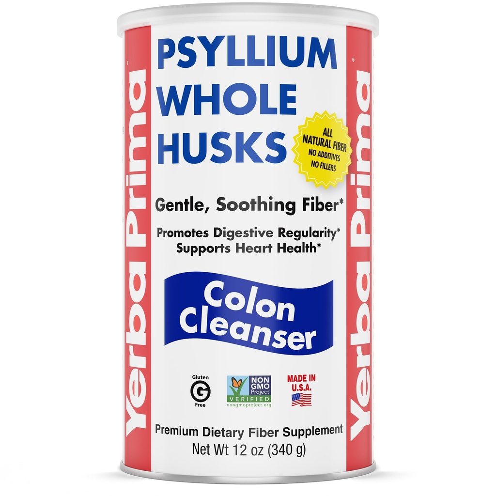 Yerba Prima Psyllium Whole Husk, 1 Şişe 12 oz - Fiber Supplement, Vegan, No Sugar or Yapay Sweeteners, GMO, Gluten Free