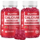 Kalsiyum Gummies + Magnezyum & Çinko, D3 & K2, Yüksek Abhidrolik Kemik, Diş ve Immune Desteği, GMO, Vegan, 120 Kont Kont Kont