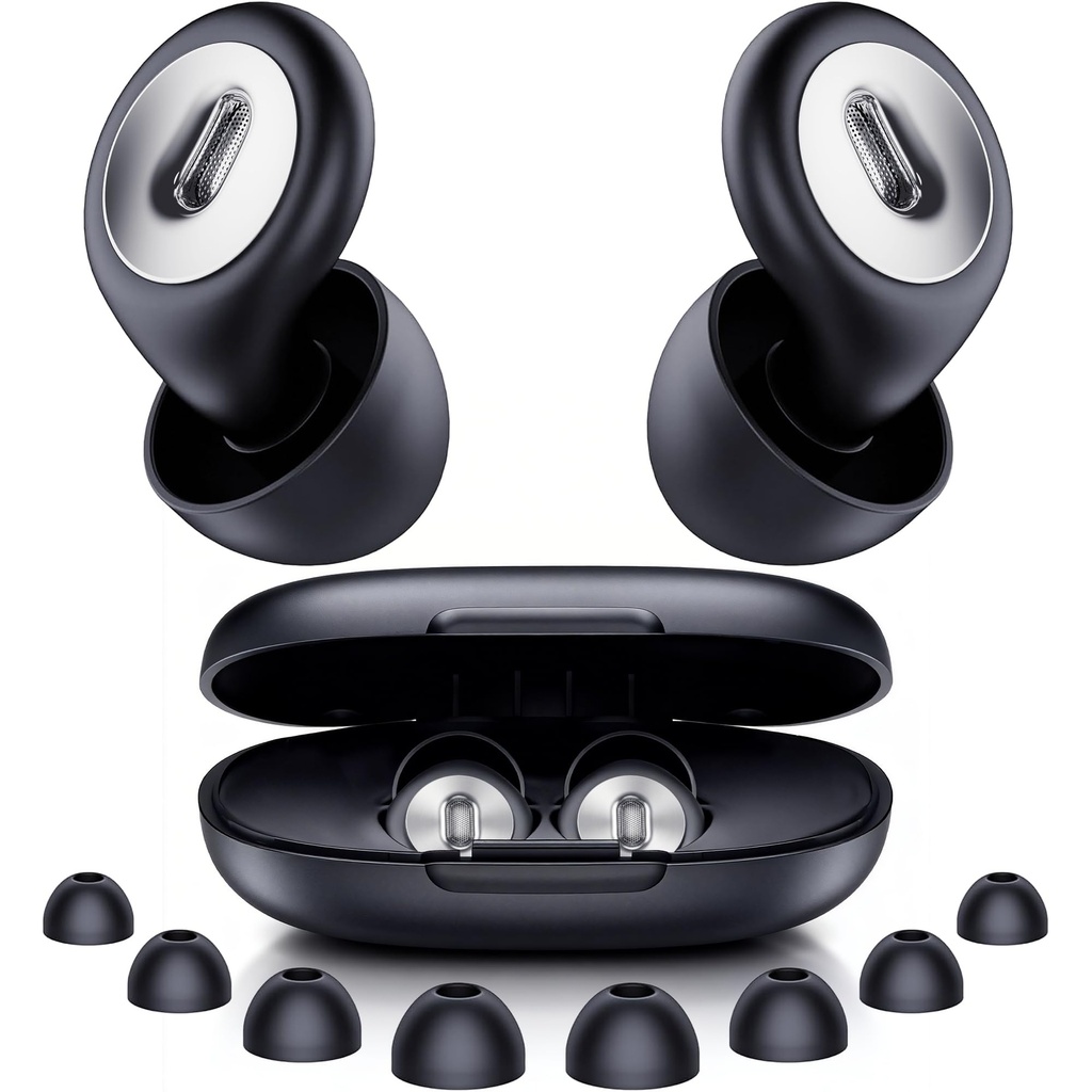 2026 Pro Ear Plugs for Sleeping, 46dB ASTM Certified Noise Cancelling Ear Plugs for Side Sleepers, 360° Pressure-Balanced, Snore & Noise Blocking with 6 Ear Tips, All-Day Comfortable Fit, Black