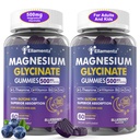Magnesium Glycinate Gummies 500mg/250mg for Adults Kids Teens, Sugar Free Magnesium Calm Sleep Aid, Kids Sleep Gummies with L-Theanine Glycine B6 for Sleep, Calm, Muscle,Relax Brain,No Melatonin,2Pack
