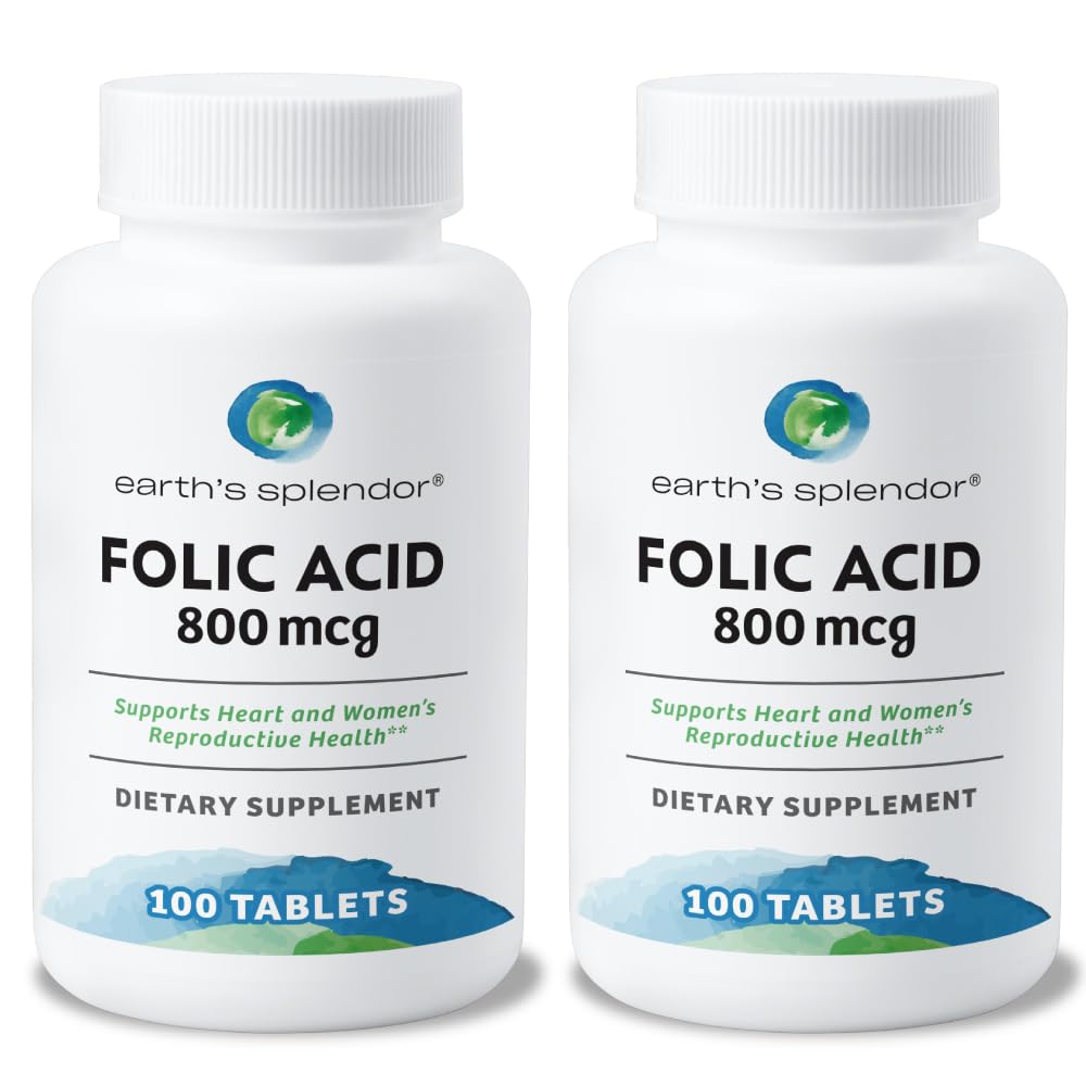 Dünya Splendor Folic Acid 800 mcg Supplement, Supports Heart Health, Supports Women's Reproductive Health, Smooth Paints (800 mcg, 200 Tablet, 2)
