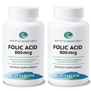 Dünya Splendor Folic Acid 800 mcg Supplement, Supports Heart Health, Supports Women's Reproductive Health, Smooth Paints (800 mcg, 200 Tablet, 2)