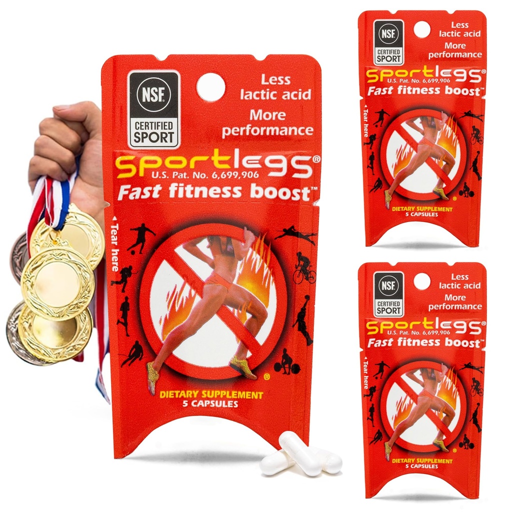 SPORTLEGS Fast Fitness Boost Pre Workout for Men and Women, Lactic Acid Supplement, Sports Endurance Fuel Endurance Supplements for Runners - 5-Cap Packet, Deneme Paketi 3