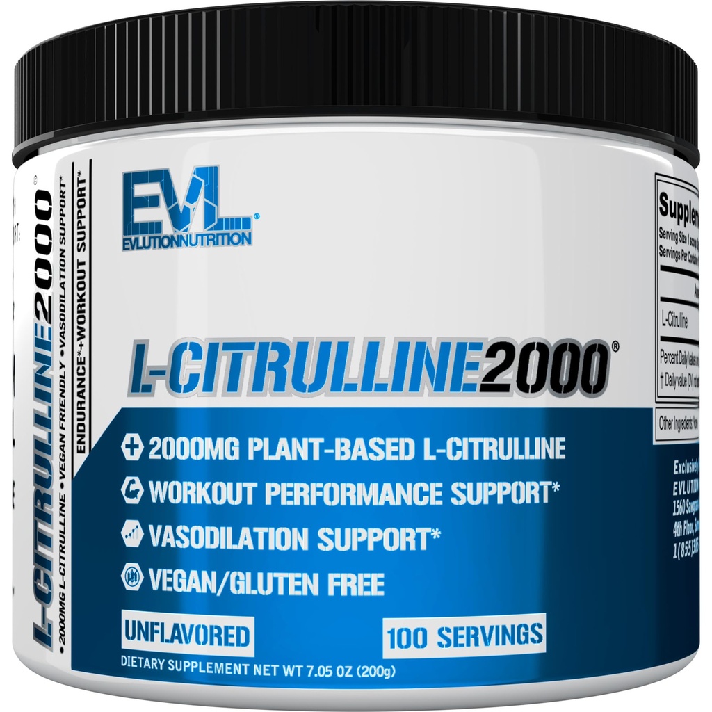 L-Citrulline2000 Nitrik Çimento Pre Workout Toz - Gelişmiş Kas Güçlü ve Intense Pumps için Yüksek Güç L Citrulline Toz - Plant Temel Nitrik Çimento Uyarısı - Unflavoreded